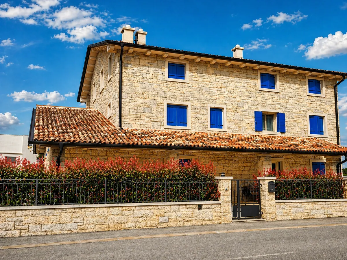 Stone facade and terraces at Sandi Suite, Umag